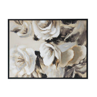 35 x 47 Framed Wall Art, Flower Print, Modern Style, Beige, Black, White - BM312807