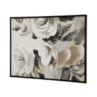 35 x 47 Framed Wall Art, Flower Print, Modern Style, Beige, Black, White - BM312807