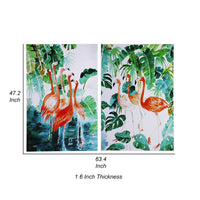 32 x 48 Set of 2 Framed Wall Art, Botanical Flamingo Print, Green, White - BM312808