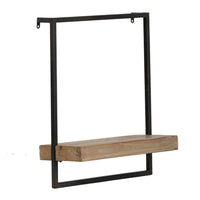 Yin 18 Inch Wall Shelf, Rectangular Industrial Frame, Black Iron Brown Wood - BM312818