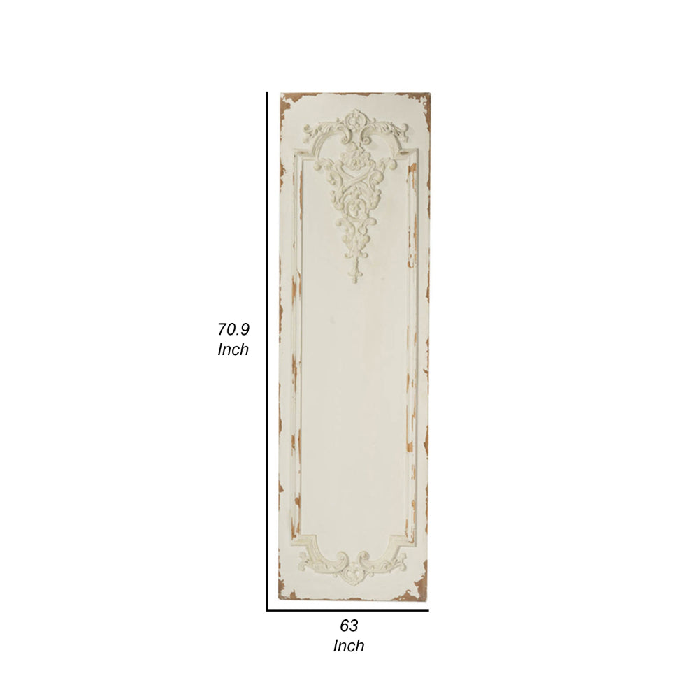 71 Inch Tall Wall Art Panel Set of 3, Traditional Design, Elegant Off White - BM312820