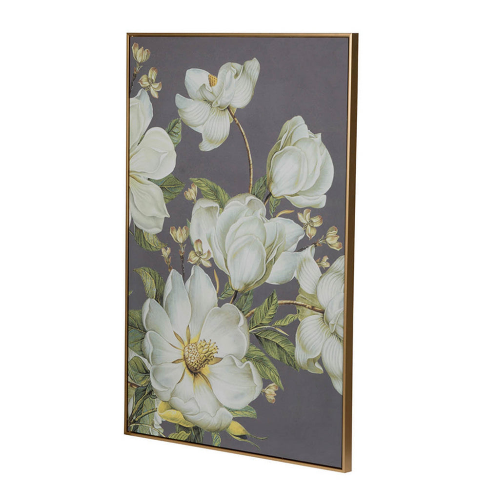 Nia 32 x 47 Flower Wall Art Decor, Microfiber, Pine Wood, White, Green - BM312822