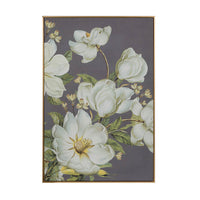 Nia 32 x 47 Flower Wall Art Decor, Microfiber, Pine Wood, White, Green - BM312822