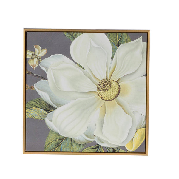 Nia 20 x 20 Flower Wall Art Set of 4, White, Green Microfiber, Pine Wood - BM312823