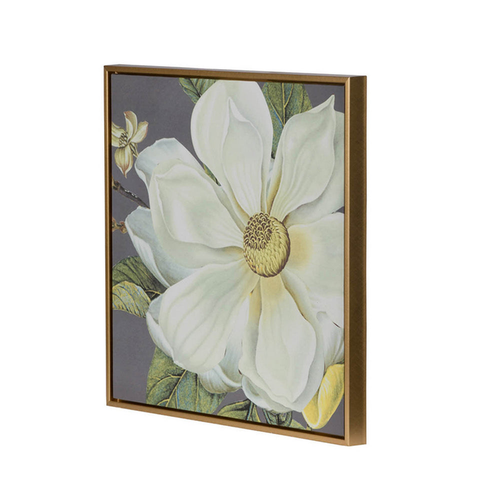 Nia 20 x 20 Flower Wall Art Set of 4, White, Green Microfiber, Pine Wood - BM312823