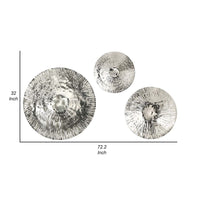 Set of 3 Decorative Wall Art Discs, Stainless Steel, Shiny Silver Finish - BM312824