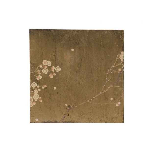 Tim 24 Inch Wall Art Set of 2, Divided Floral Design, Square, Gold, Brown - BM312826