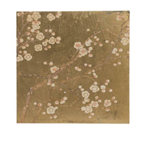 Tim 24 Inch Wall Art Set of 2, Divided Floral Design, Square, Gold, Brown - BM312826