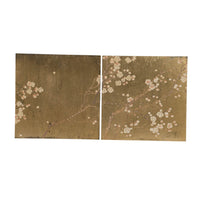 Tim 24 Inch Wall Art Set of 2, Divided Floral Design, Square, Gold, Brown - BM312826