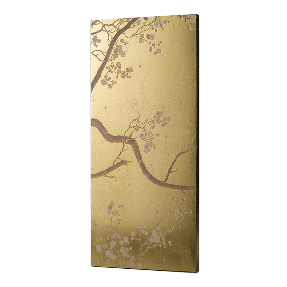 Tim 47 Inch Tall Wall Art Set of 2, Divided Floral Design, Gold, Brown - BM312827