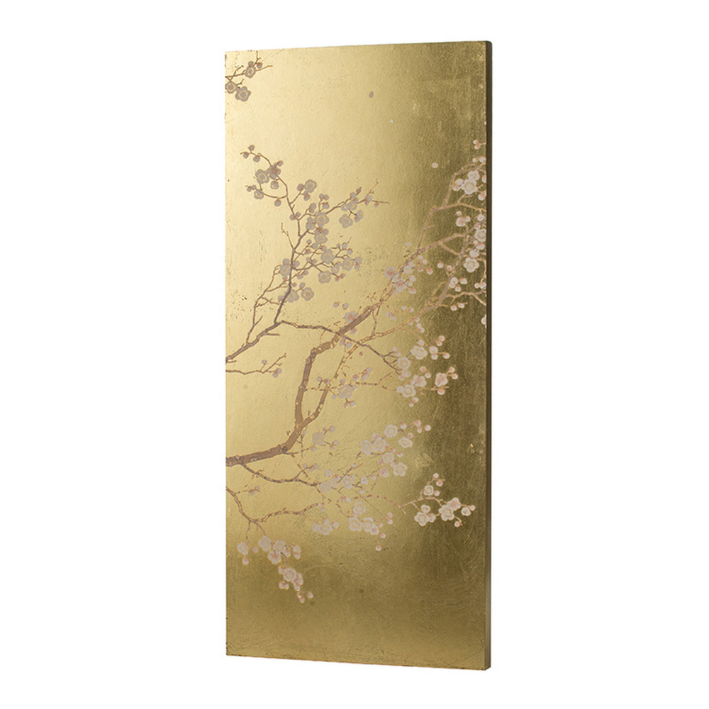 Tim 47 Inch Tall Wall Art Set of 2, Divided Floral Design, Gold, Brown - BM312827