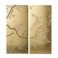 Tim 47 Inch Tall Wall Art Set of 2, Divided Floral Design, Gold, Brown - BM312827