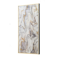 47 Inch Marble Pattern Wall Art, Abstract, Rectangular, White, Gray Finish - BM312829