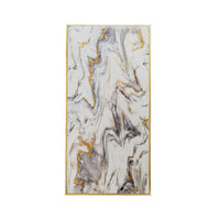 47 Inch Marble Pattern Wall Art, Abstract, Rectangular, White, Gray Finish - BM312829