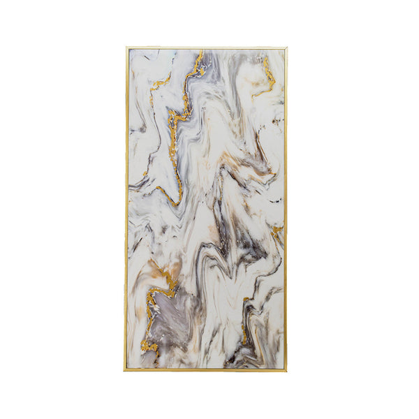 47 Inch Marble Pattern Wall Art, Abstract, Rectangular, White, Gray Finish - BM312829