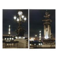 35 x 47 Wall Print Set of 2, Lit Eiffel Tower Design, LED, Black, White - BM312837