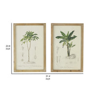 24 x 32 Framed Art Print Set of 2, Tree Design, Fir Wood, Green, Brown - BM312838