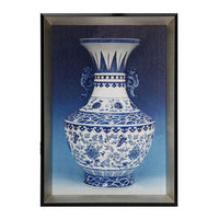 14 x 20 Set of 2 Framed Wall Art Prints, Pot Design, Blue, White, and Black - BM312839