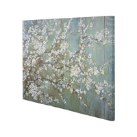 19 x 59 Wall Art Canvas Print Set of 4, White Cherry Blossom, Green Brown - BM312843