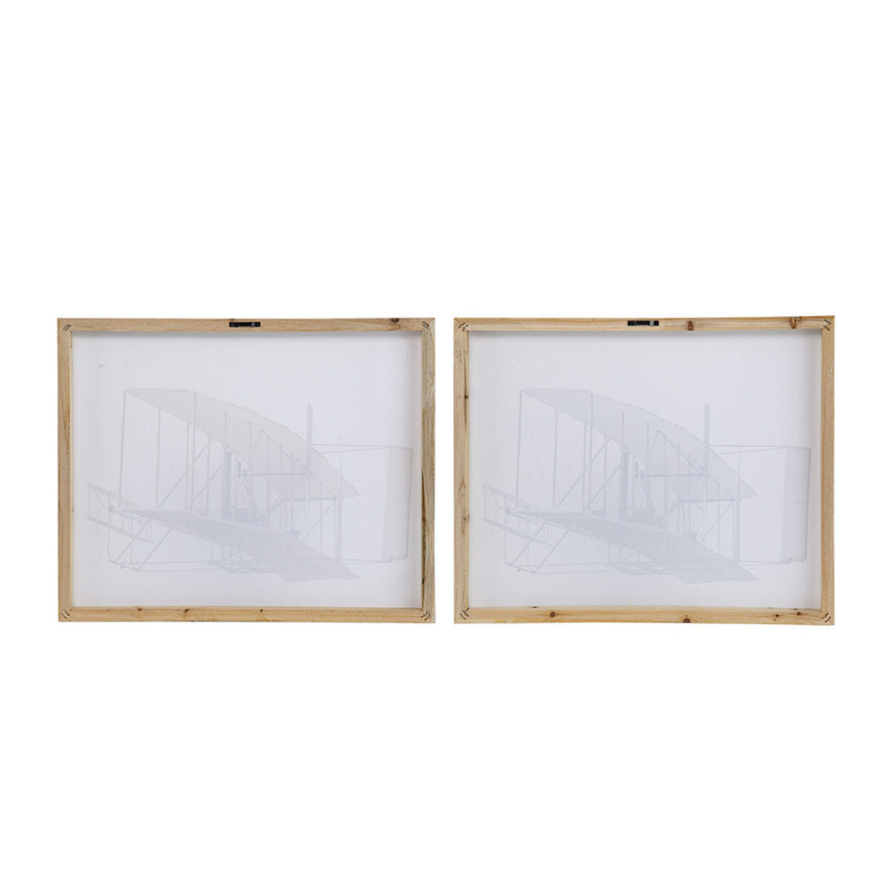 16 x 20 Wall Art Set of 2, Traditional Vintage Plane Design, White, Gray - BM312847