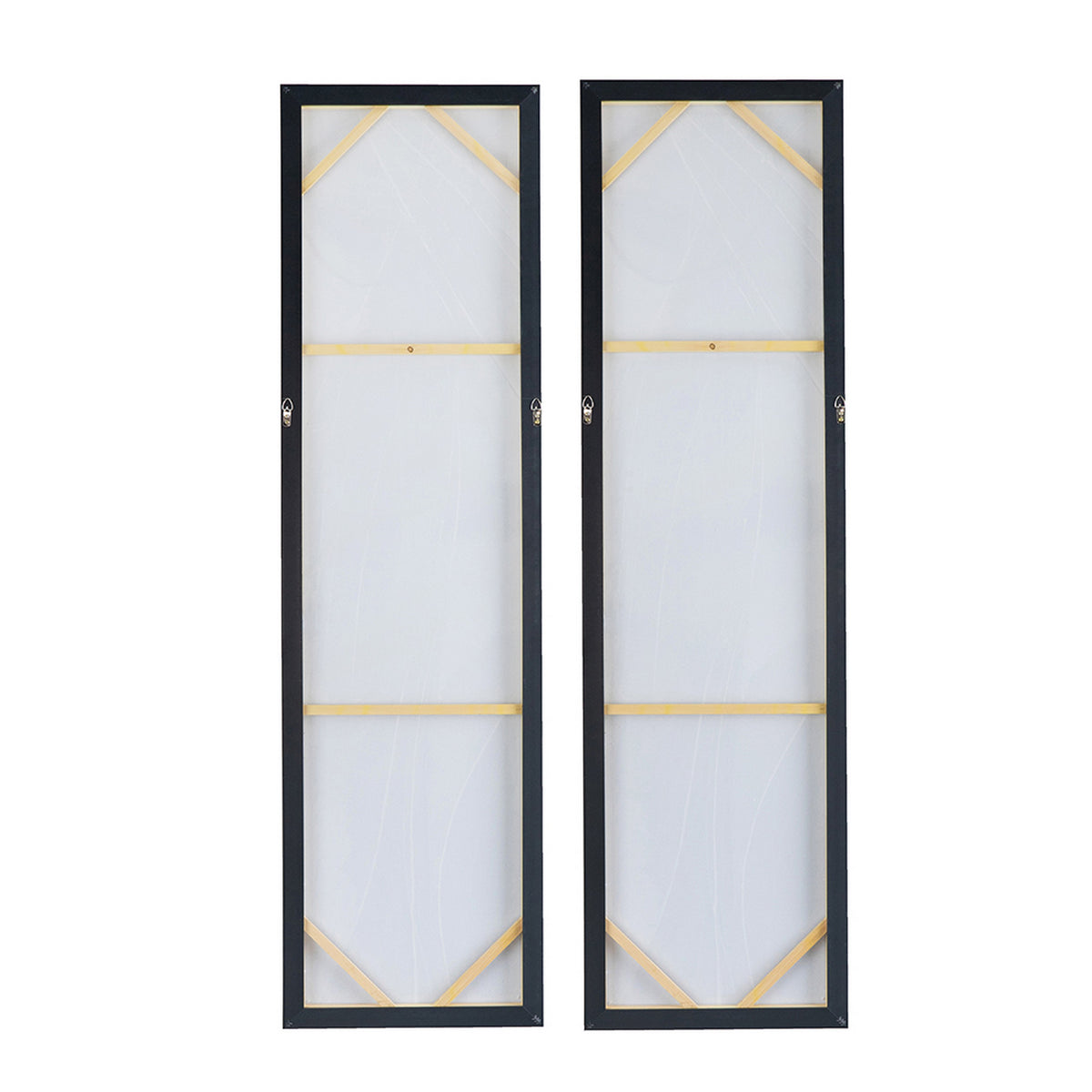 20 x 71 Tall Framed Rectangular Oil Paintings Set of 2, White Abstract - BM312851