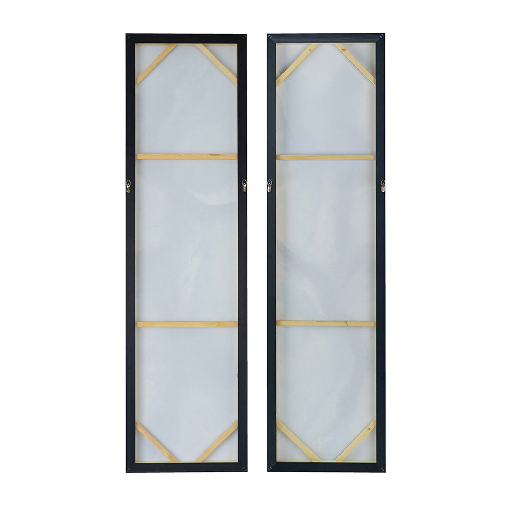 20 x 71 Tall Framed Wall Art Oil Painting Set of 2, Blue and Gold Canvas - BM312858