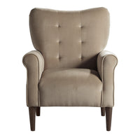 Kylie 32 Inch Accent Chair Armchair, Soft Tufted Brown Velvet, Solid Wood - BM313082