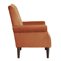 Kylie 32 Inch Accent Chair Armchair, Tufted Orange Velvet, Brown Solid Wood - BM313084