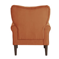 Kylie 32 Inch Accent Chair Armchair, Tufted Orange Velvet, Brown Solid Wood - BM313084