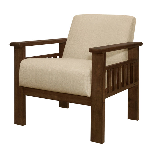 Bella 32 Inch Accent Chair Armchair, Storage Arms, Light Brown, Solid Wood - BM313092