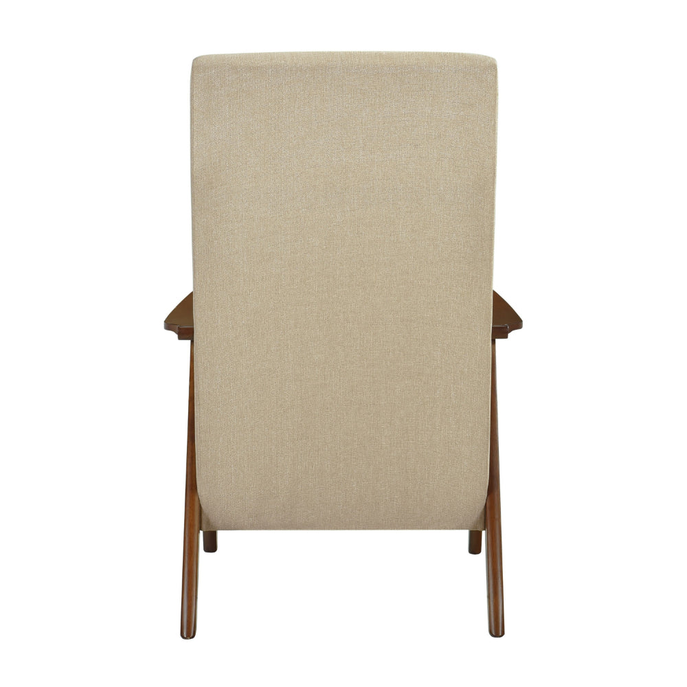 Mary 32 Inch Accent Chair Armchair, Tall Beige Polyester Linen, Solid Wood - BM313103