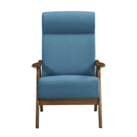 Mary 32 Inch Accent Chair Armchair, Light Blue Polyester Linen, Solid Wood - BM313104