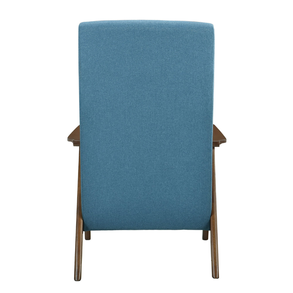 Mary 32 Inch Accent Chair Armchair, Light Blue Polyester Linen, Solid Wood - BM313104