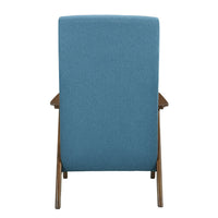 Mary 32 Inch Accent Chair Armchair, Light Blue Polyester Linen, Solid Wood - BM313104