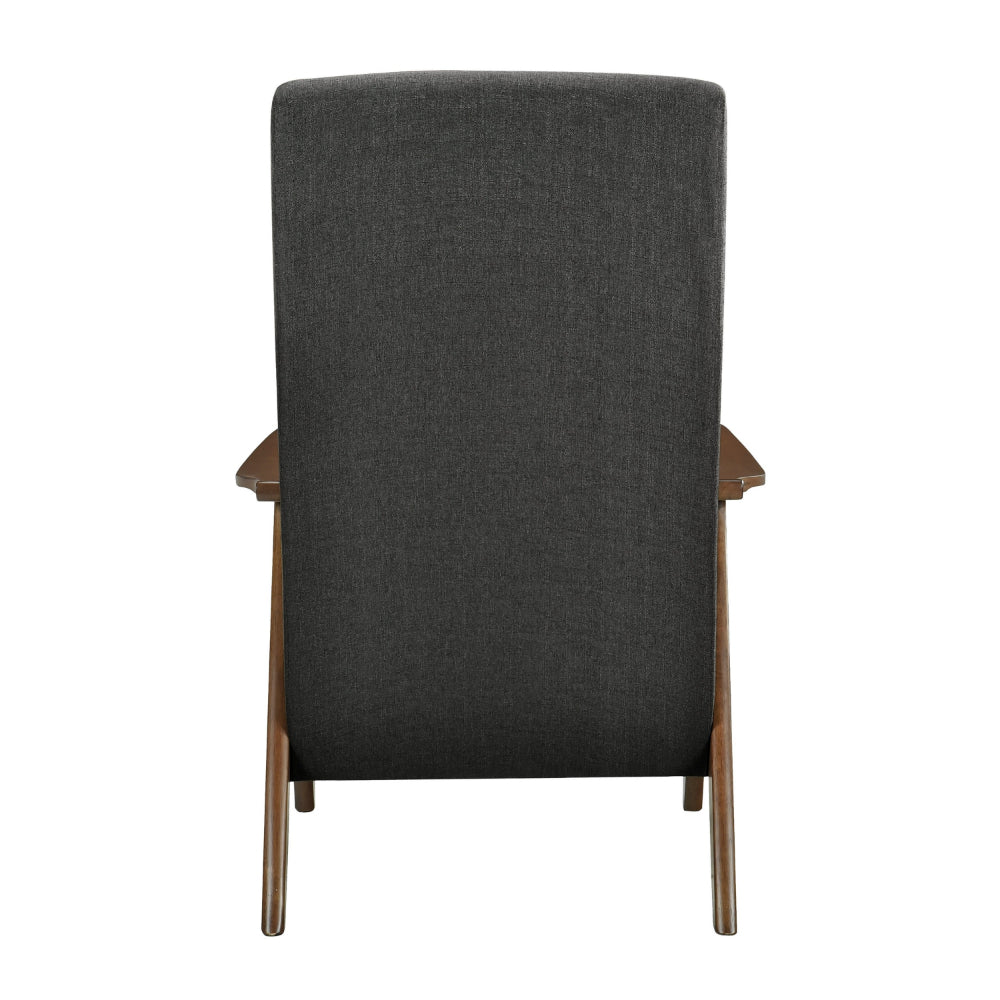 Mary 32 Inch Accent Chair Armchair, Dark Gray Polyester Linen, Solid Wood - BM313105