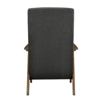 Mary 32 Inch Accent Chair Armchair, Dark Gray Polyester Linen, Solid Wood - BM313105