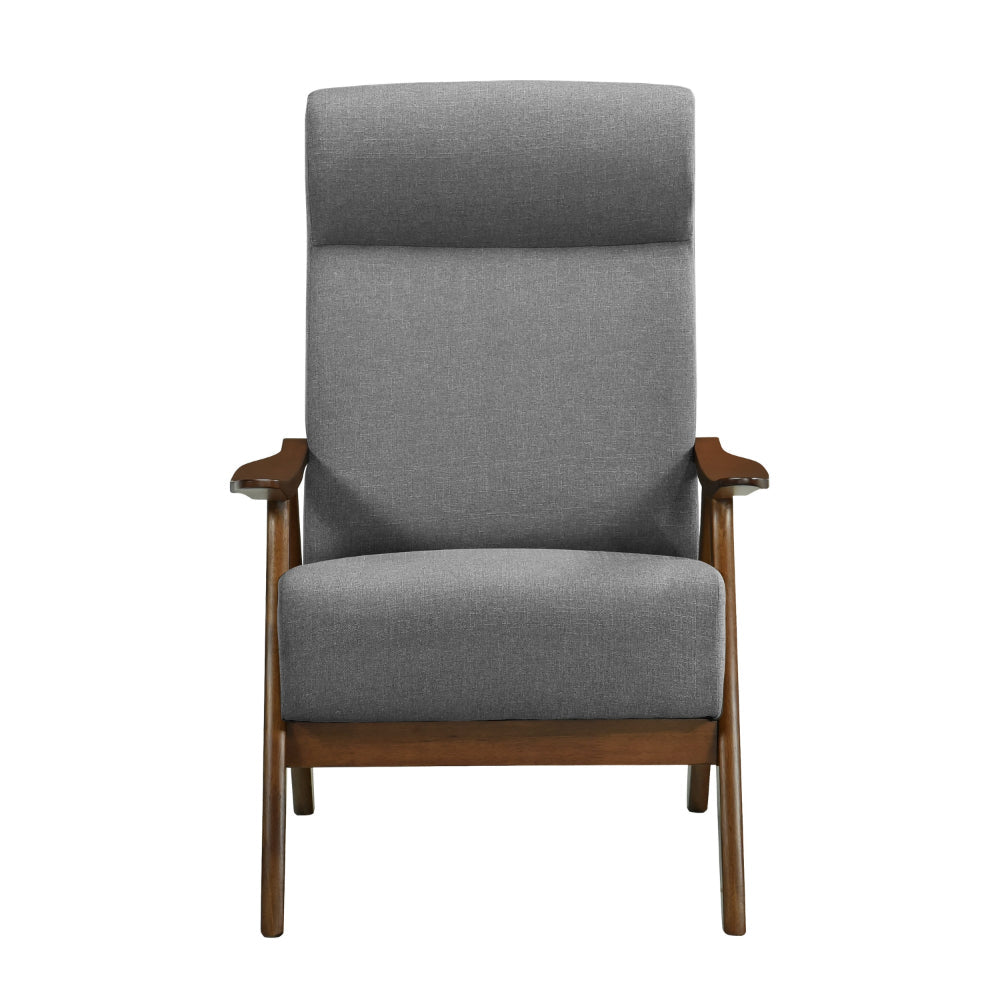 Mary 32 Inch Accent Chair Armchair, Light Gray Polyester Linen, Solid Wood - BM313106