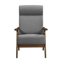 Mary 32 Inch Accent Chair Armchair, Light Gray Polyester Linen, Solid Wood - BM313106