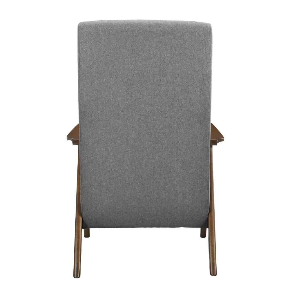 Mary 32 Inch Accent Chair Armchair, Light Gray Polyester Linen, Solid Wood - BM313106