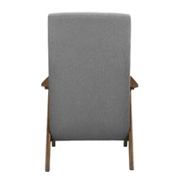 Mary 32 Inch Accent Chair Armchair, Light Gray Polyester Linen, Solid Wood - BM313106