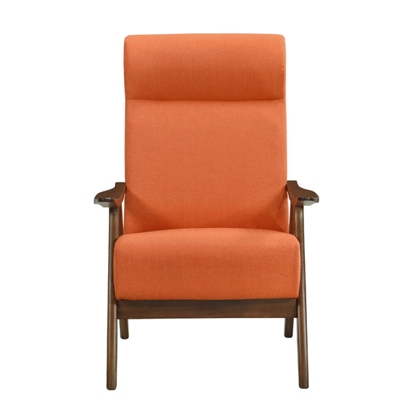 Mary 32 Inch Accent Chair Armchair, Orange Polyester Linen, Solid Wood - BM313107