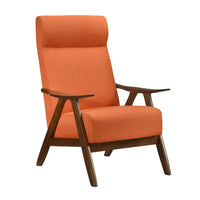 Mary 32 Inch Accent Chair Armchair, Orange Polyester Linen, Solid Wood - BM313107