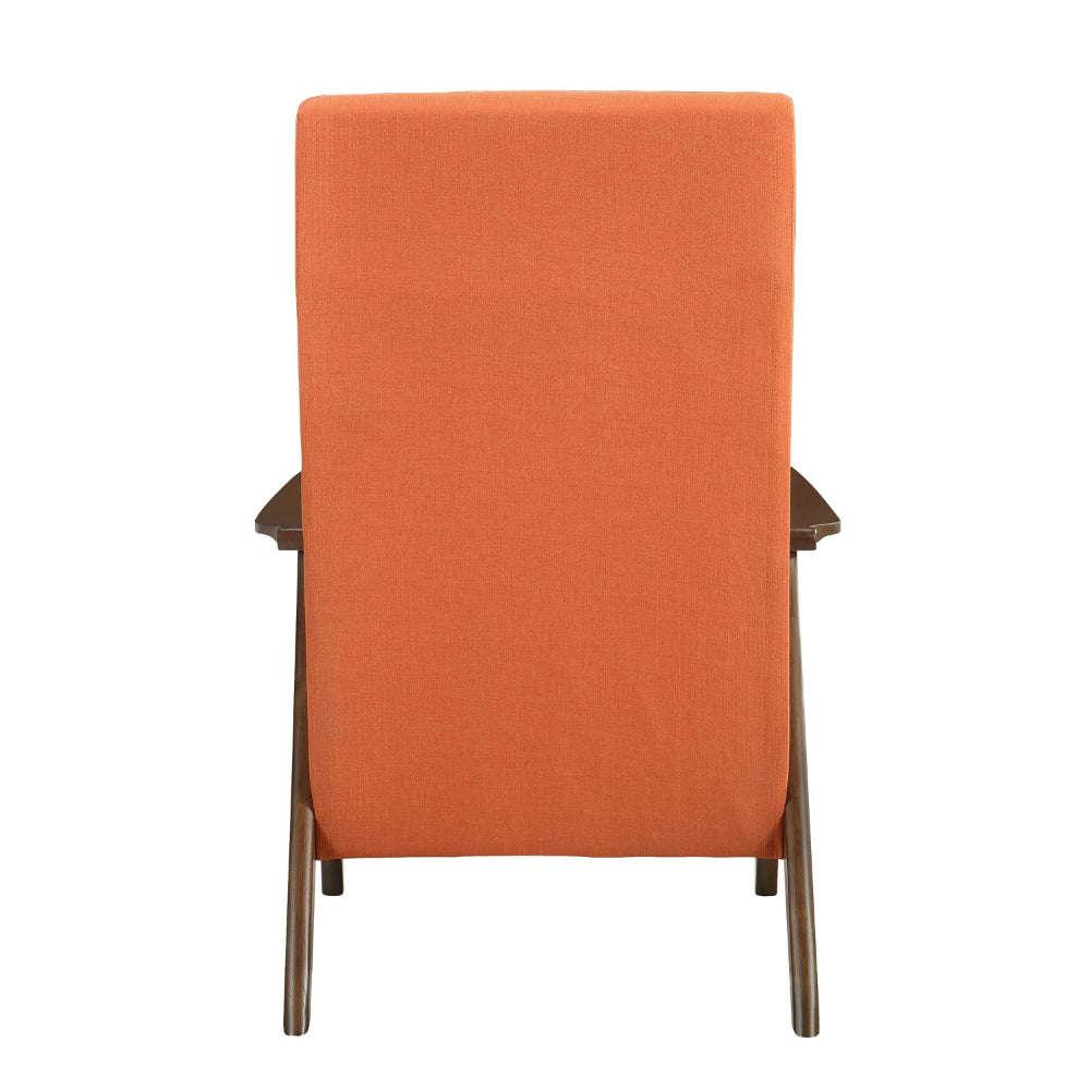 Mary 32 Inch Accent Chair Armchair, Orange Polyester Linen, Solid Wood - BM313107