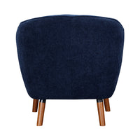 Tia 31 Inch Plush Accent Chair Armchair, Blue Polyester, Brown Solid Wood - BM313108