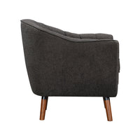 Tia 31 Inch Plush Accent Chair Armchair, Gray Polyester, Brown Solid Wood - BM313109