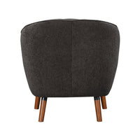 Tia 31 Inch Plush Accent Chair Armchair, Gray Polyester, Brown Solid Wood - BM313109