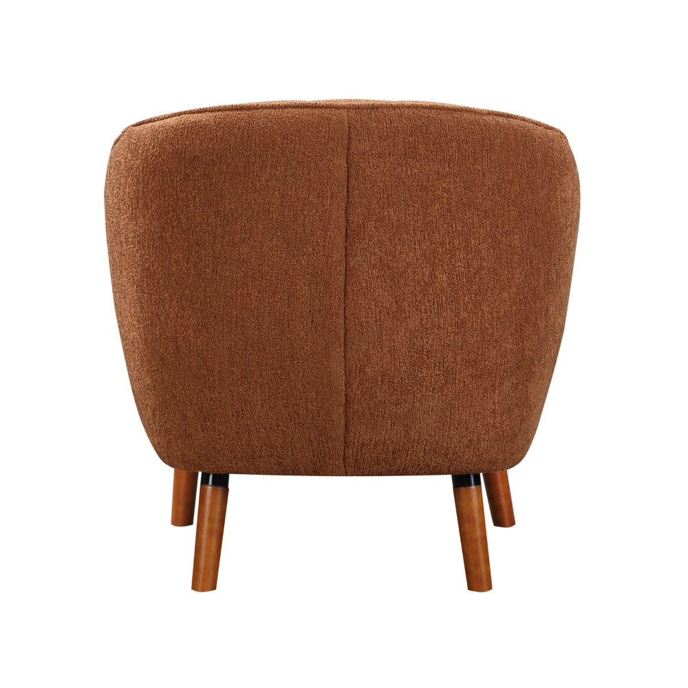 Tia 31 Inch Plush Accent Chair Armchair, Rust Polyester, Brown Solid Wood - BM313110