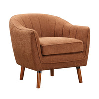 Tia 31 Inch Plush Accent Chair Armchair, Rust Polyester, Brown Solid Wood - BM313110