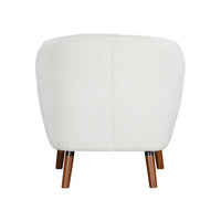 Tia 31 Inch Plush Accent Chair Armchair, White Polyester, Brown Solid Wood - BM313111