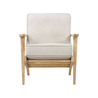 36 Inch Accent Chair Armchair, Beige Chenille, Weathered Solid Rubberwood - BM313112